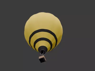 Yellow black  hot air balloon Low-poly 3D model