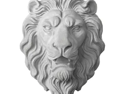 Lion Head Sculpture by lllax Low-poly 3D model