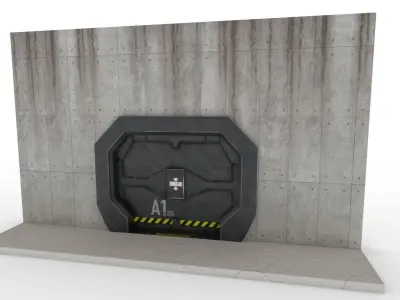 Armored door Low-poly 3D model