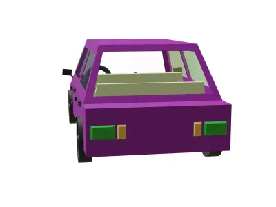 Stylized Purple Cartoon Sedan - Low Poly 3D model