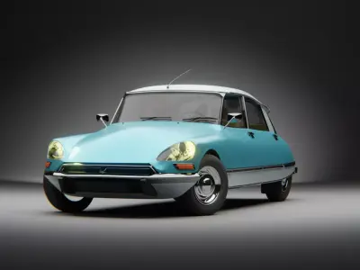 Rigged 1975 Citroen 3D Model 3D model