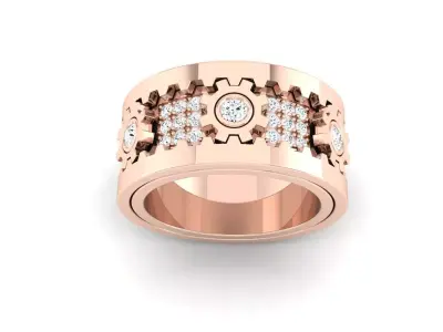 Steampunk Gear Diamond Ring 3D Model 3D print model