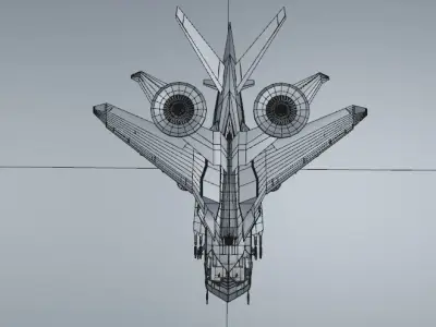 XGunship futuristic fighter jet Low-poly 3D model
