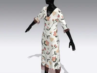 Female Cloth Dress Low-poly 3D model