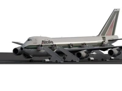 1970s Boeing 747-143 with interior 3D model