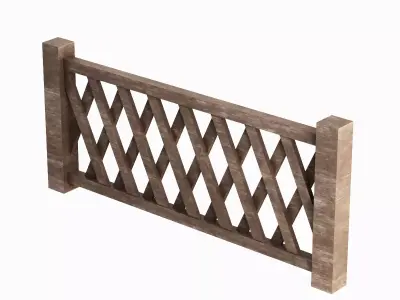 Wooden Fence A 02 Low-poly 3D model