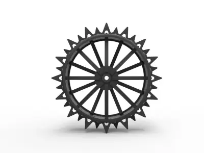 Rear wheel from old tractor 3D print model