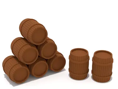 Wooden Barrel  Low-poly 3D model purchase