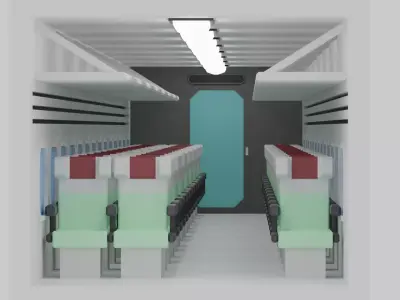Cartoon High Speed Train Carriages Interior 3D model