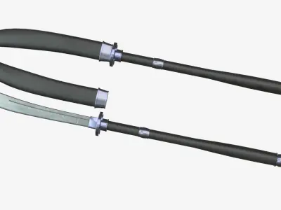 Japanese Spear Nagamaki 4 colors 3D model
