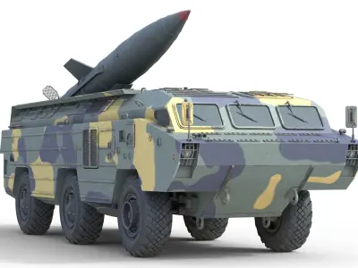 OTR 21 Tochka Tactical Ballistic Missile Low-poly 3D model