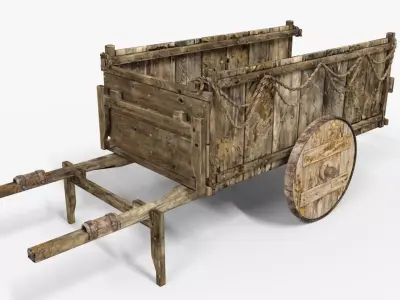 Medievel Cart Low-poly 3D model