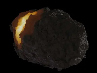Asteroid being smelted Low-poly 3D model