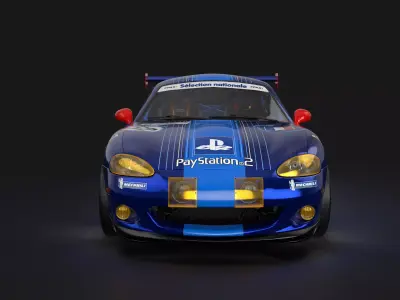 Sport Convertible in 2002 Race Livery with Spoof Logos Low-poly 3D model