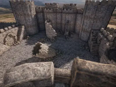 Ultimate Medieval Castle  Walls And Towers  40 Assets Low-poly 3D model