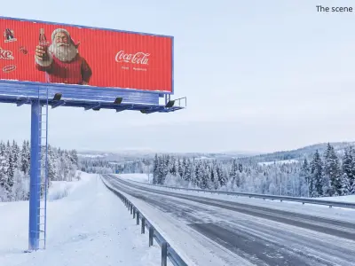 Rotating Billboard on Monopole with Ladder Brand 3D model