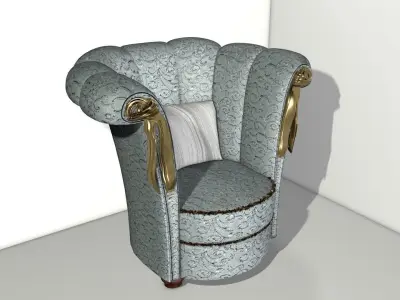 French Antique Louis XV Bergere style armchair  3D model