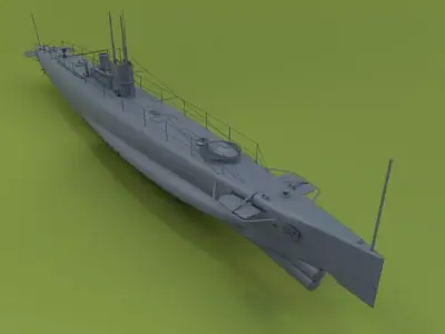 HMS Swordfish Submarine Low-poly 3D model