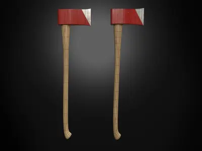 Fireman axe Low-Poly 3D model Free low-poly 3D model