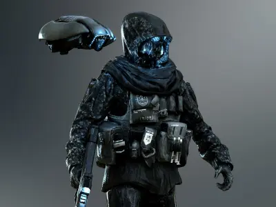 Sci Fi Cyber Soldier Low-poly 3D model