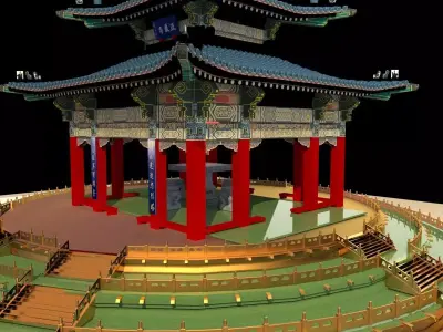 Chinese pavilion   Low-poly 3D model