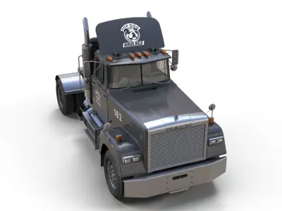 SuperLiner single axle semitruck Low-poly 3D model