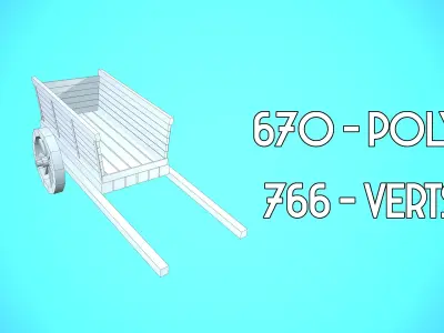 WOODEN CART 02 MEDIEVAL CARTOON STYLIZED Low-poly 3D model