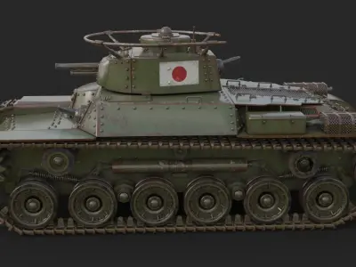 Tank Type 97 Chi Ha Green Japan Vray 3D model