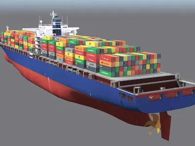Two Cargo Ships Low-poly 3D model