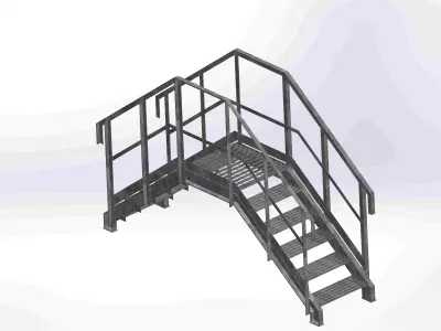 Footbridge metal staircase Free 3D model