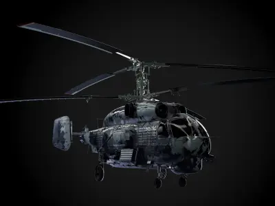 Ka-28 Helicopter sub div model in 3 different color schemes 3D model