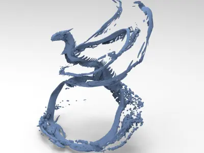 Dragon water splash sculpture 5  3D model