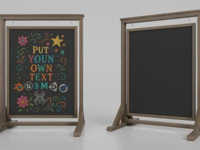 Rustic Charm Signage Bundle - Customizable Chalkboards 3D model