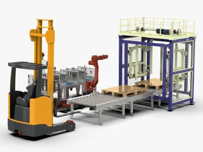 Automatic Cartons Packaging and Palletizing Machine 3D model