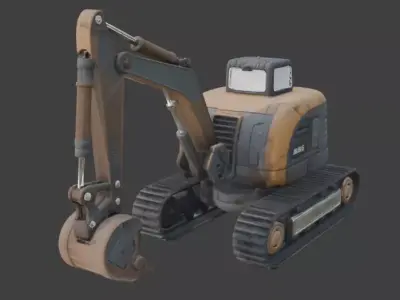 Stylized Chibi Tracked Excavator 3d Low-poly 3D model