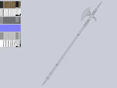 Fantasy halberd Low-poly 3D model