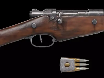 Berthier Model 1892 carbine bolt rifle Low-poly 3D model