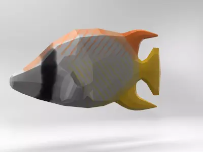 Butterflyfish polygonal fish Low-poly 3D model