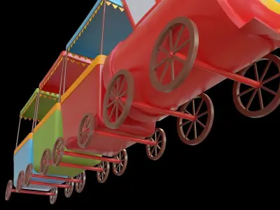 children train cartoon lowpoly toy Low-poly 3D model