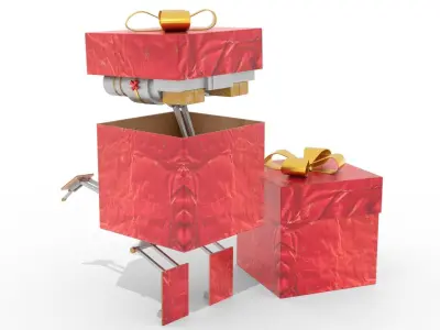 Gift Present Robot Rigged Low-poly 3D model purchase