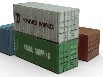 Shipping containers Free low-poly 3D model