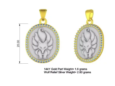 Wolf Diamond Victorian Gold Silver Pendant Design 3D print model