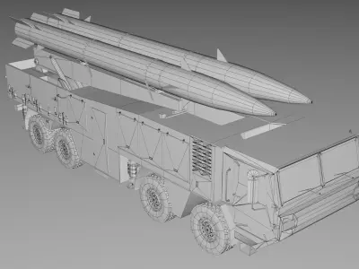 Ballistic Missiles and Artillery Rockets Launcher Military Low-poly 3D model