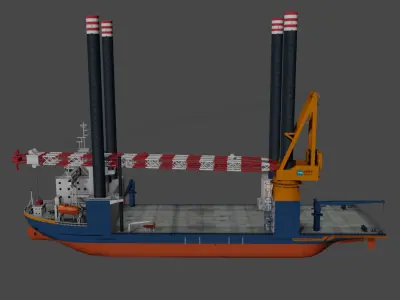 Offshore installation vessel VOA Low-poly 3D model