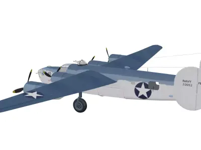 Consolidated B-24 Liberator Low-poly 3D model