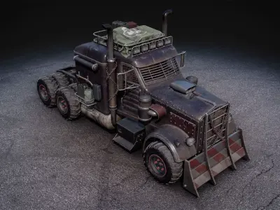Post Apocalyptic Truck 3D Model Low-poly 3D model