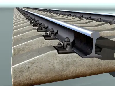 Railway track concrete sleepers 3D model