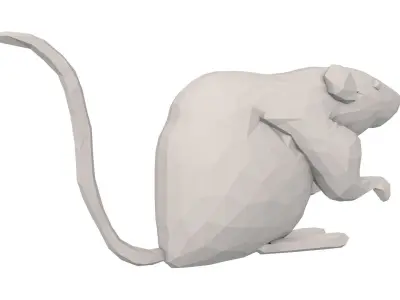 Low Poly Mouse two rat figurines Low-poly 3D model