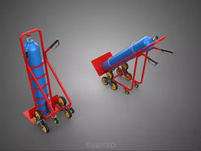 GAS CYLINDER BOTTLE TROLLEY CART CARRIER STAIR CLIMBING 6 WHEELS 3D model