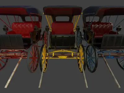 Carriage - Low Poly victorian horse drawn Low-poly 3D model